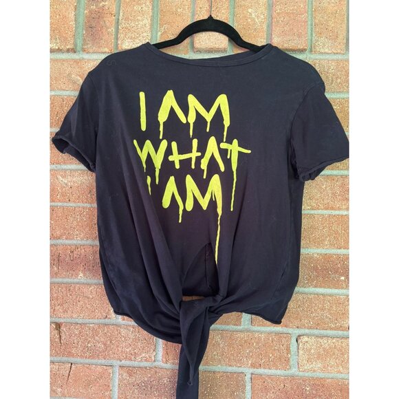 Zara Trafaluc Black "I Am What I Am" Tie-Back T-Shirt S Cotton Blend - Picture 1 of 10